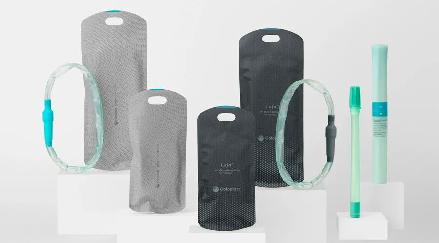 Image de la gamme de sondes Luja. Si de l'urine reste dans la vessie, des bactéries peuvent se développer, entraînant des infections urinaires. Les cathéters sondes Luja vident la vessie plus efficacement en un seul écoulement libre par rapport aux sondes à œillet conventionnels. 